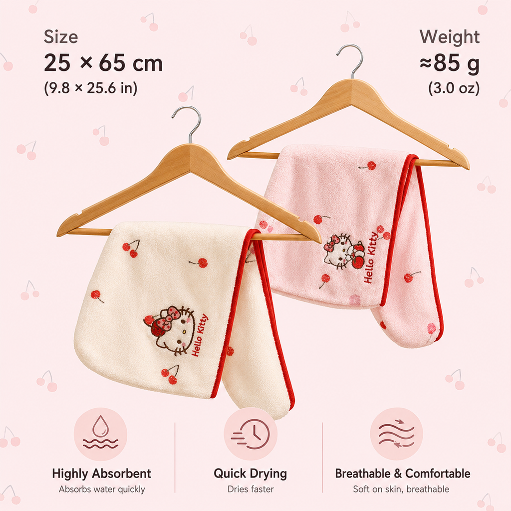 Hello kitty towel dress and hair drying cap set