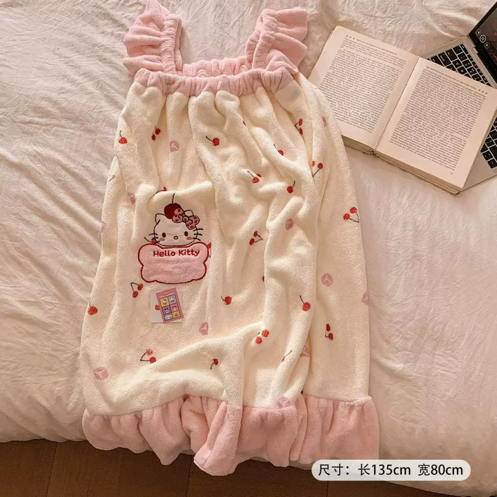 Hello kitty towel dress and hair drying cap set