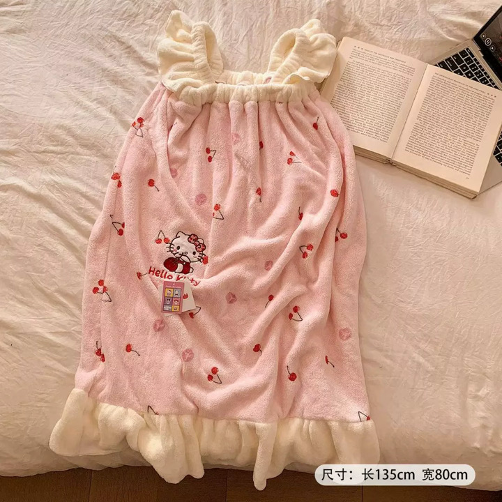 Hello kitty towel dress and hair drying cap set